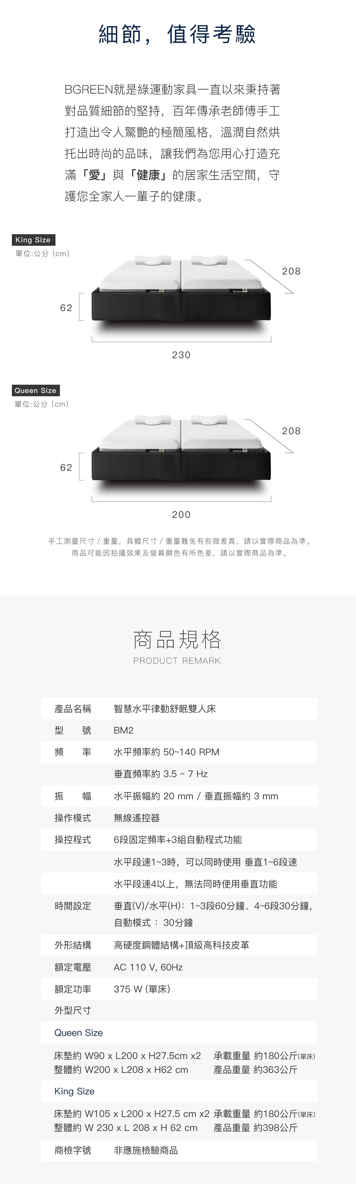 細節，值得考驗 商品規格